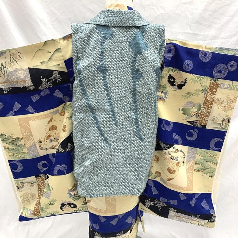 505ab56■七五三 三歳 男児 アンティーク着物&総絞り被布■状態良好