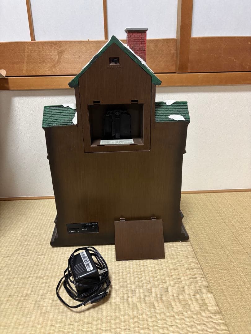 クリスマス装飾カッコウ時計、クリスマスビレッジシーン、LEDライト、音楽、