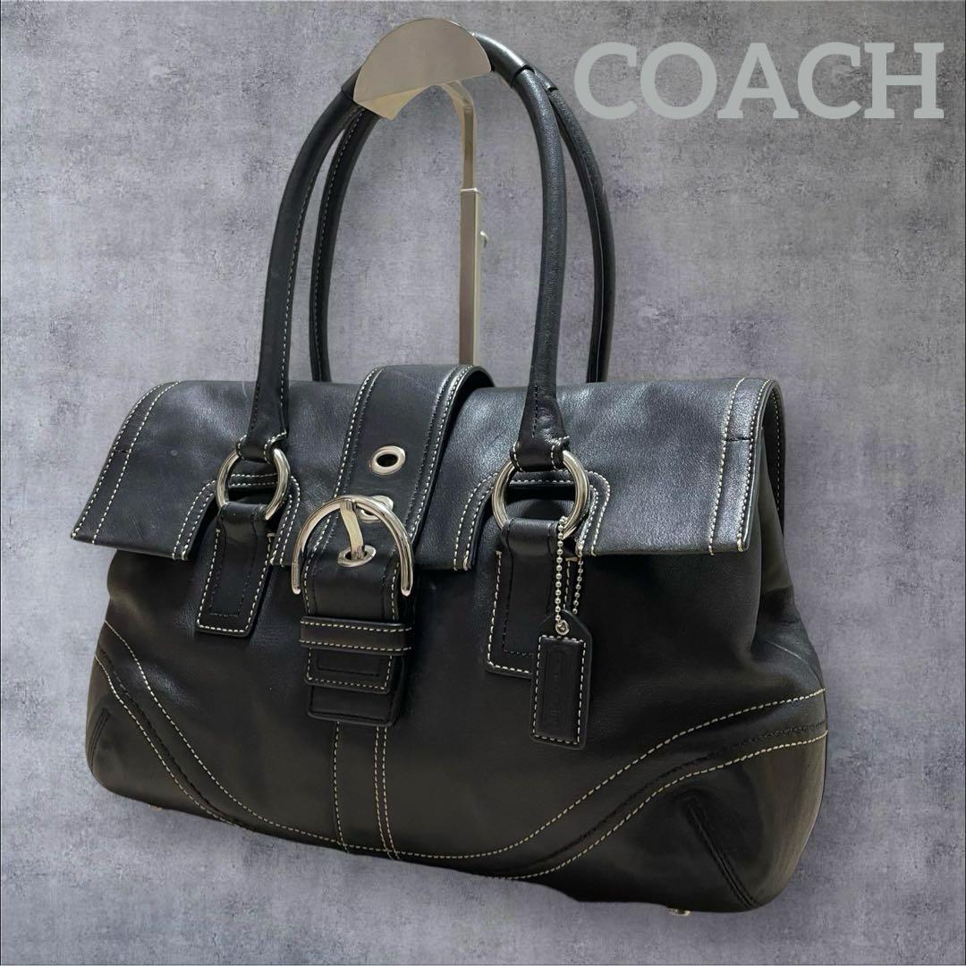 COACH SOHO ソーホー ペブルドレザー サッチェル バッグ 肩掛け 黒