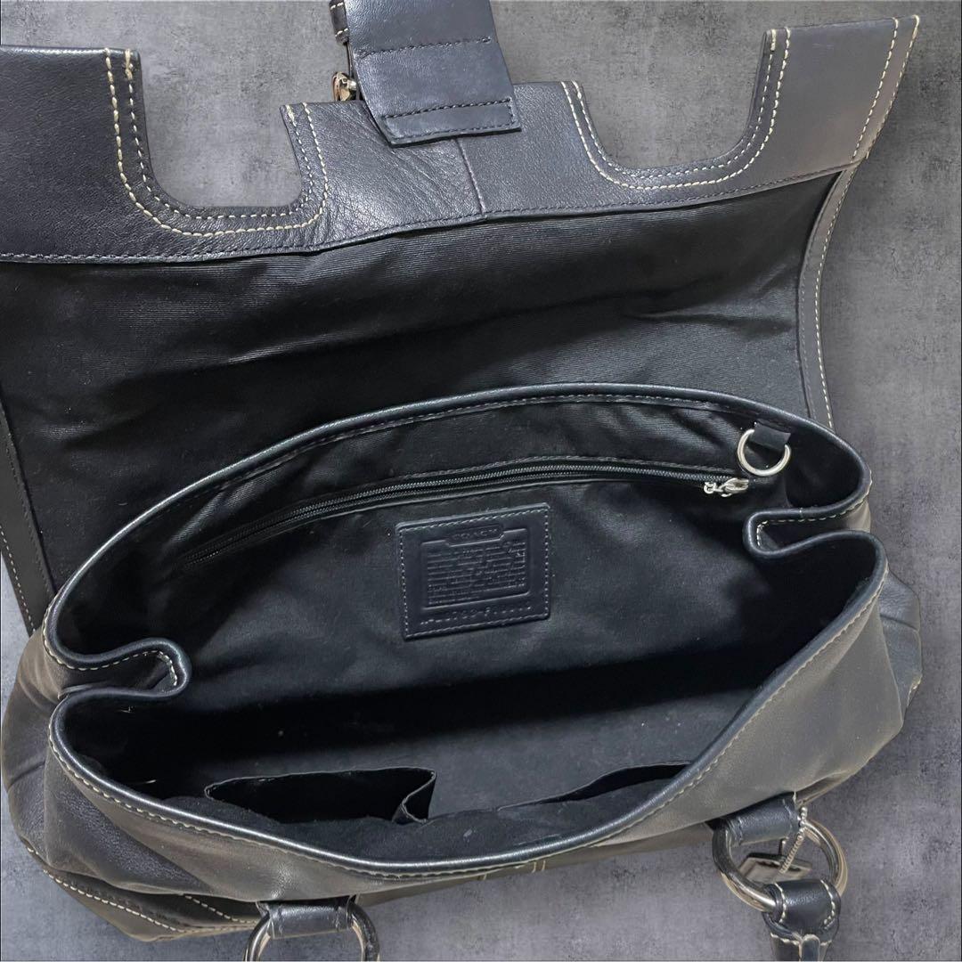 COACH SOHO ソーホー ペブルドレザー サッチェル バッグ 肩掛け 黒