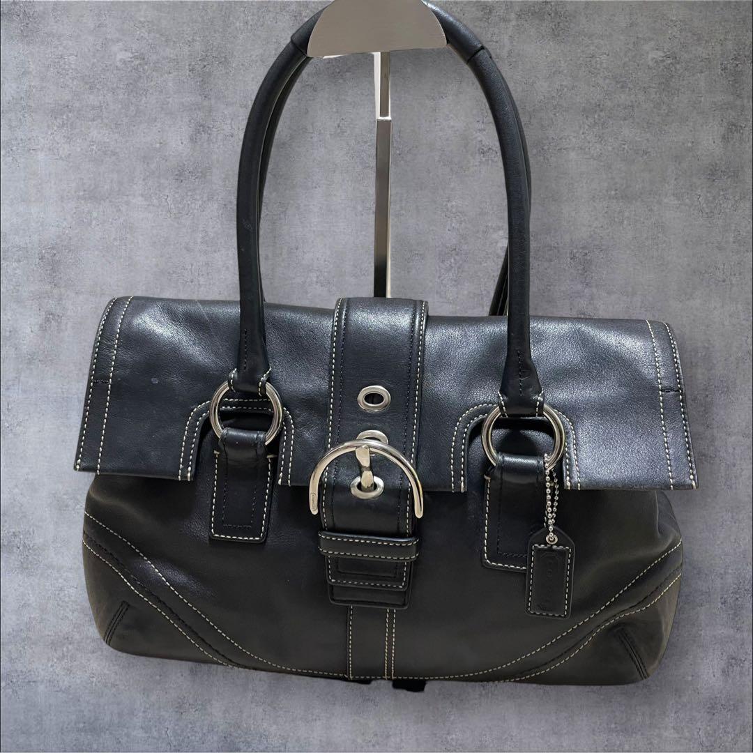 COACH SOHO ソーホー ペブルドレザー サッチェル バッグ 肩掛け 黒