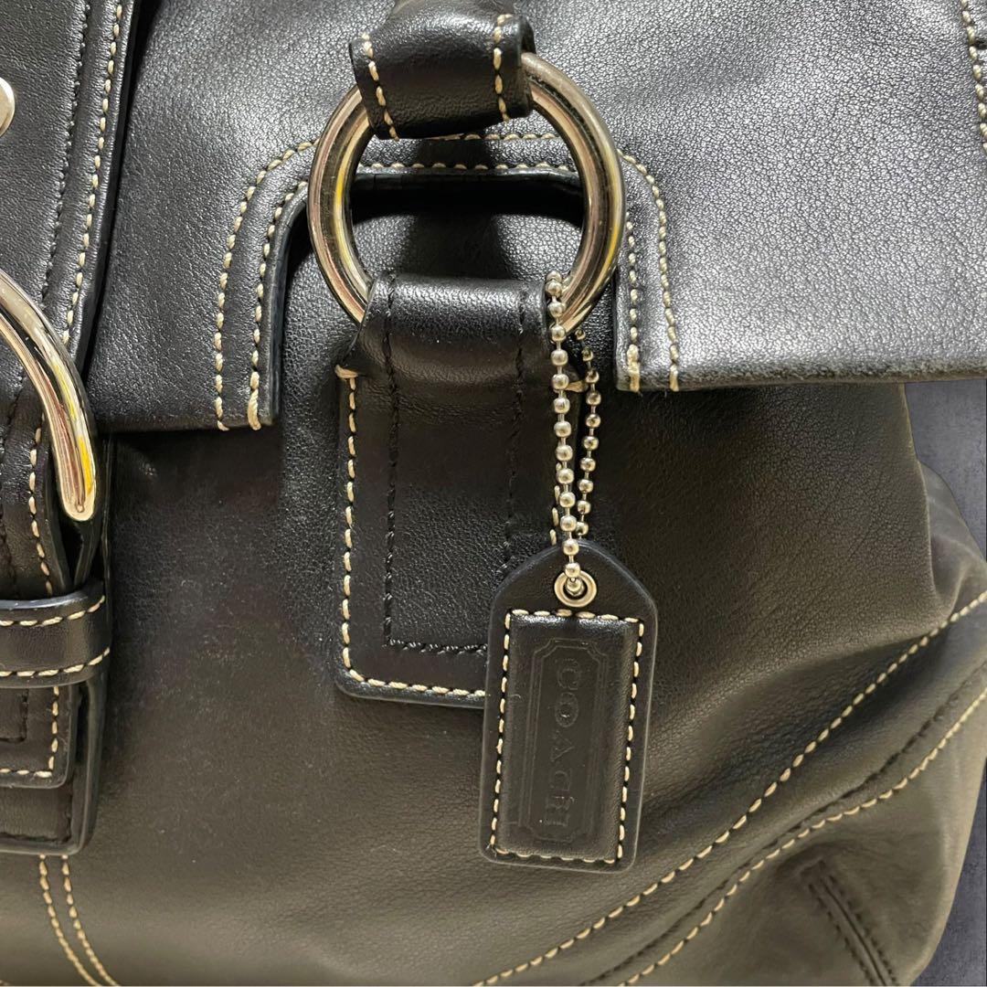 COACH SOHO ソーホー ペブルドレザー サッチェル バッグ 肩掛け 黒
