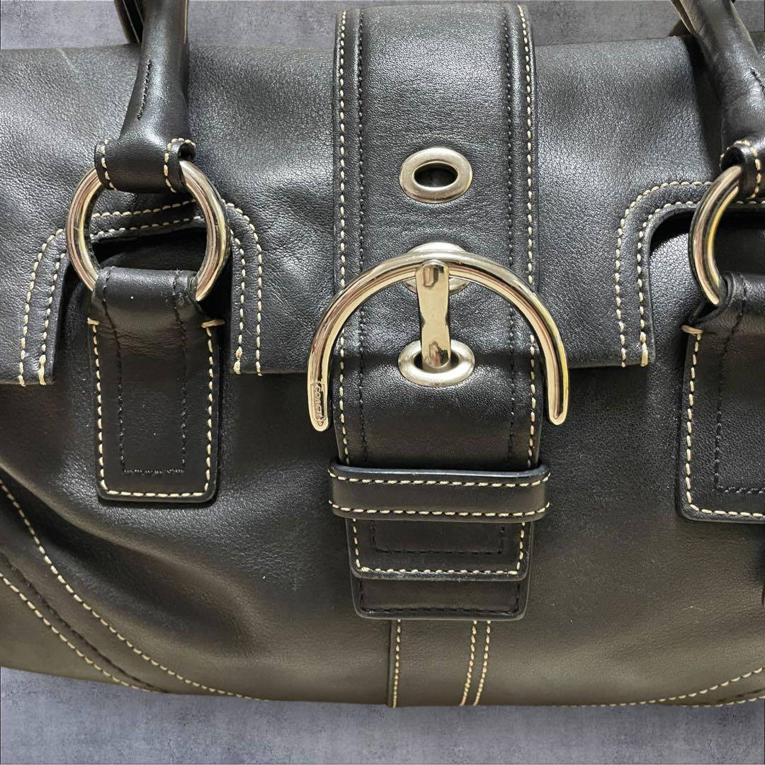 COACH SOHO ソーホー ペブルドレザー サッチェル バッグ 肩掛け 黒