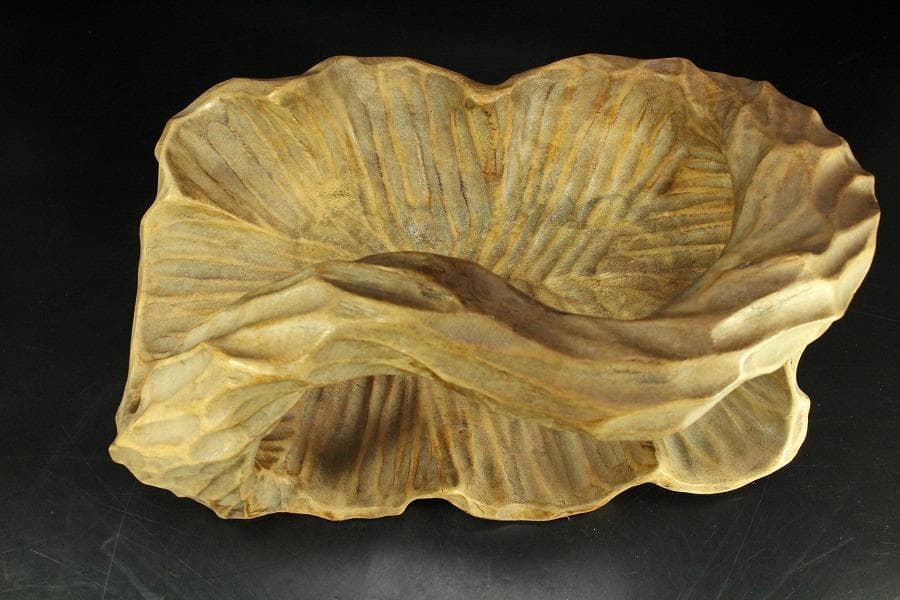 葡萄木 手付 器 木彫 古民具 時代物(K-LC949)