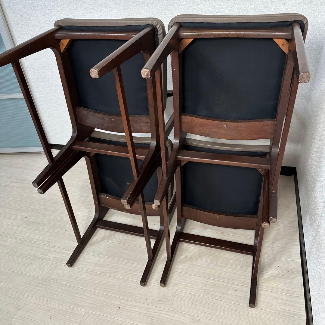 maruni マルニ木工 ダイニングチェア 食卓椅子 革張り 4脚セットi4※