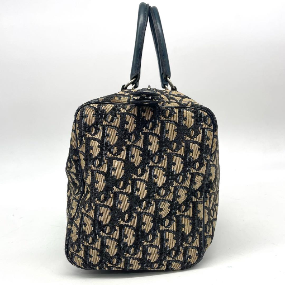 ディオール ミニボストンバッグ ハンド トロッター キャンバス レザー ネイビー