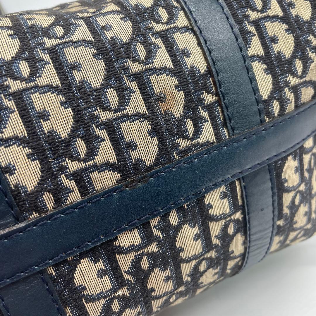 ディオール ミニボストンバッグ ハンド トロッター キャンバス レザー ネイビー