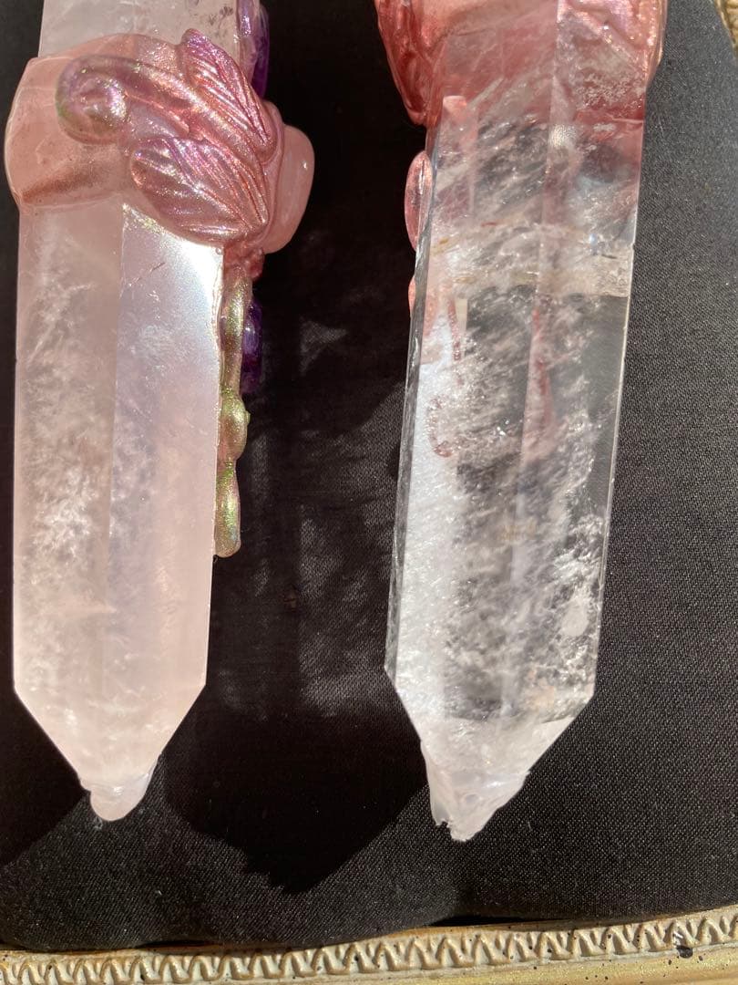 ローズクォーツ水晶アメジストの魔法のスティック　魔法棒魔法の杖4点セット天然石