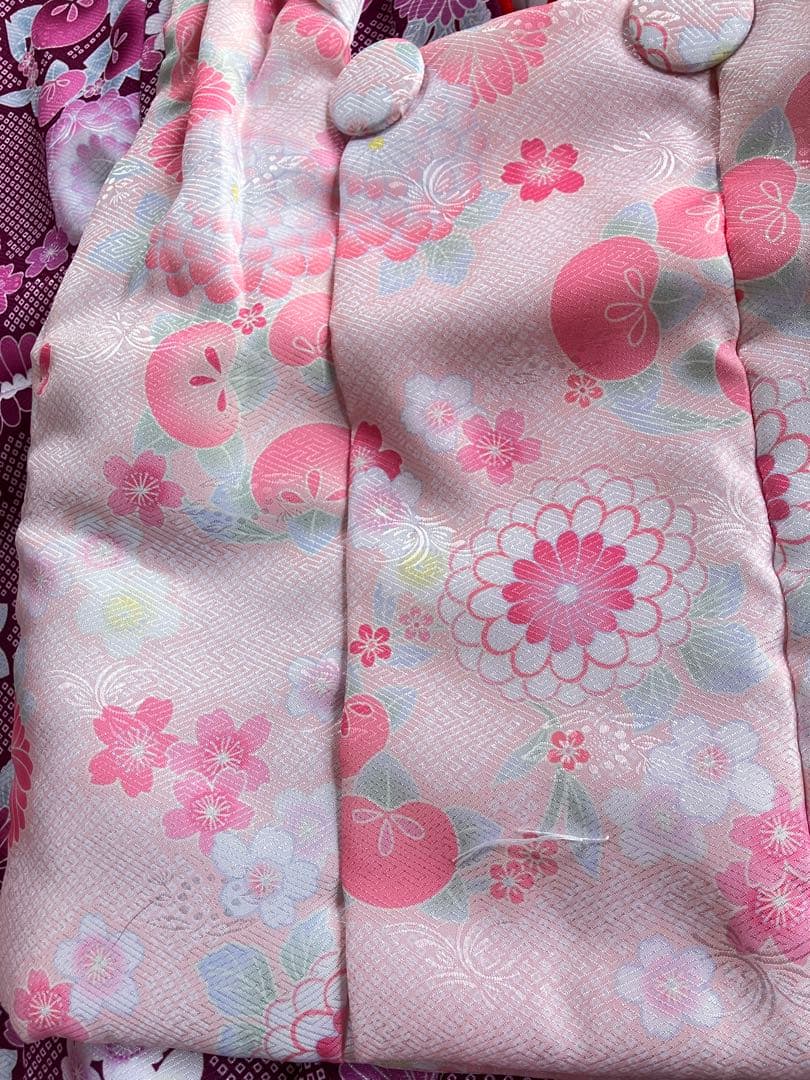 新品未使用品　しつけ糸付き　七五三 着物セット 花柄 子供用３歳　７点セット