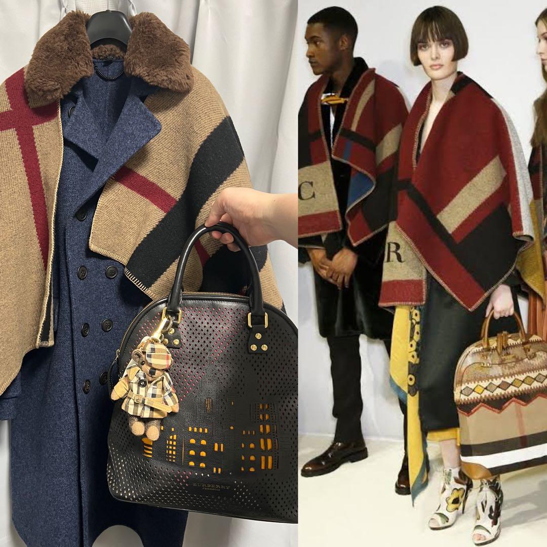 超希少 BURBERRY バーバリー 最高級ライン 襟ムートン コート Y2K