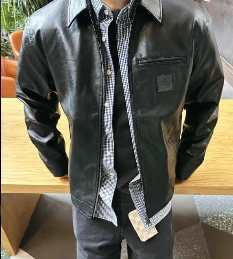 Carhartt ブラックレザージャケット M