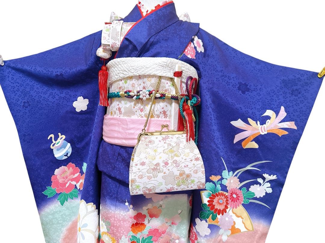 豪華逸品友禅染♡七五三　7歳　女の子　フルセット　一式　紫系　パール付帯締め