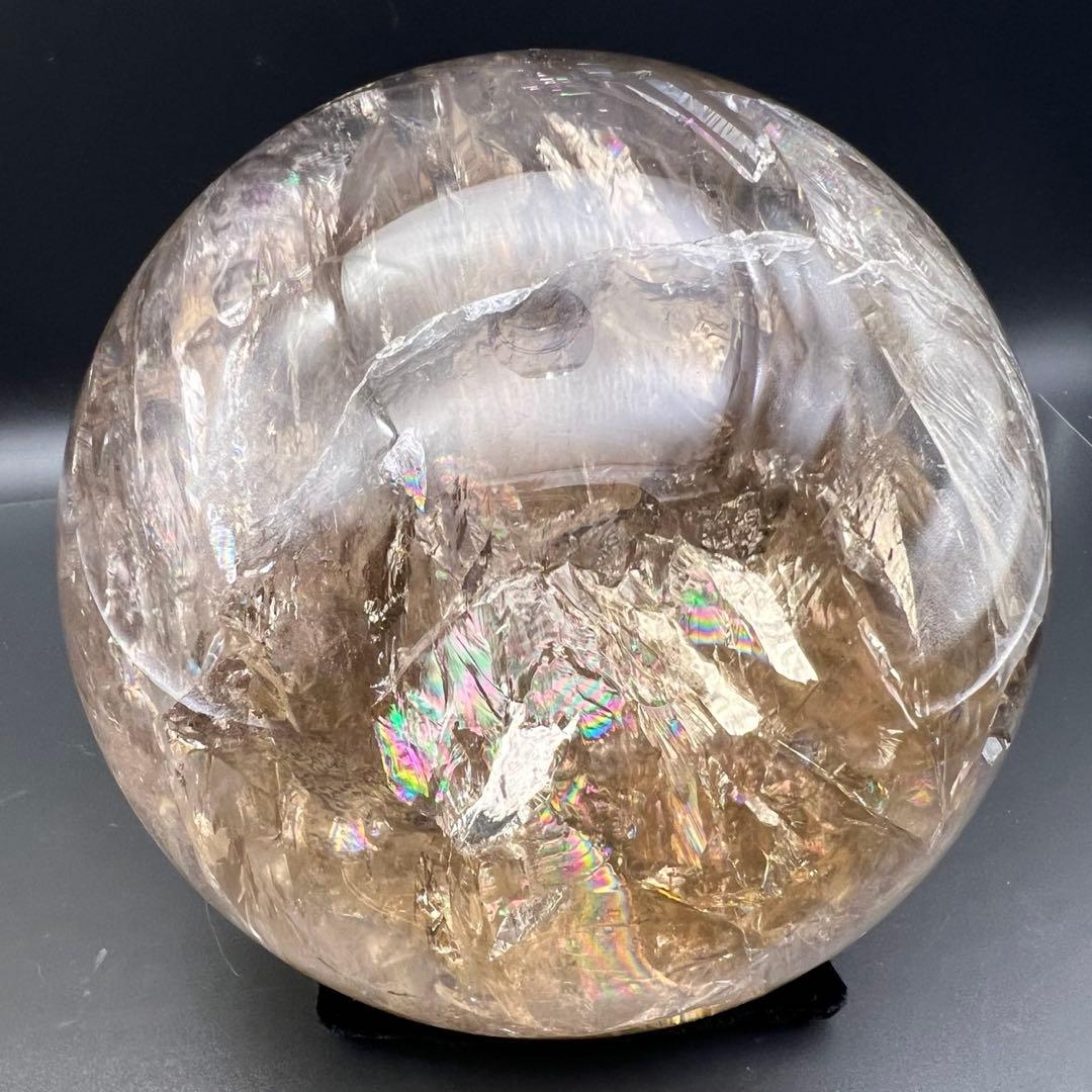 ☆激凄美大宝珠☆極上別格品☆レインボー スモーキークォーツ 丸玉 天然石 浄化