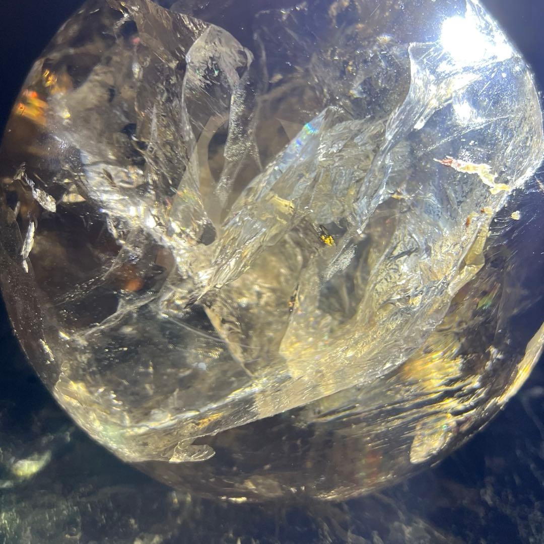 ☆激凄美大宝珠☆極上別格品☆レインボー スモーキークォーツ 丸玉 天然石 浄化