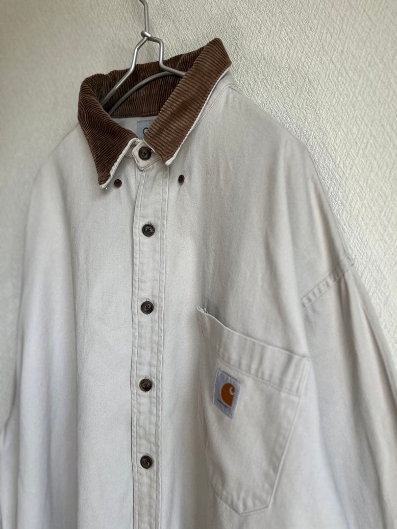 Carhartt ワークシャツ 襟 コーデュロイ シャツ カバーオール 古着