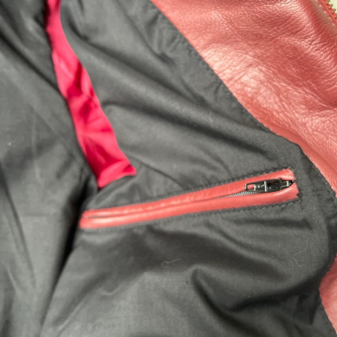 liugoo leathers バーガンディ シングルライダースジャケット　ラム