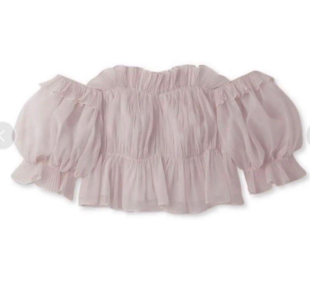 snidel スナイデル ボリュームギャザーフリルオフショルブラウス ピンク
