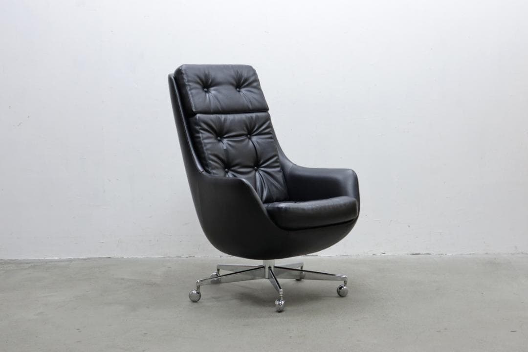 ヴィンテージ ハイバック キャスターチェア 合皮 オフィス 書斎 PC レトロ