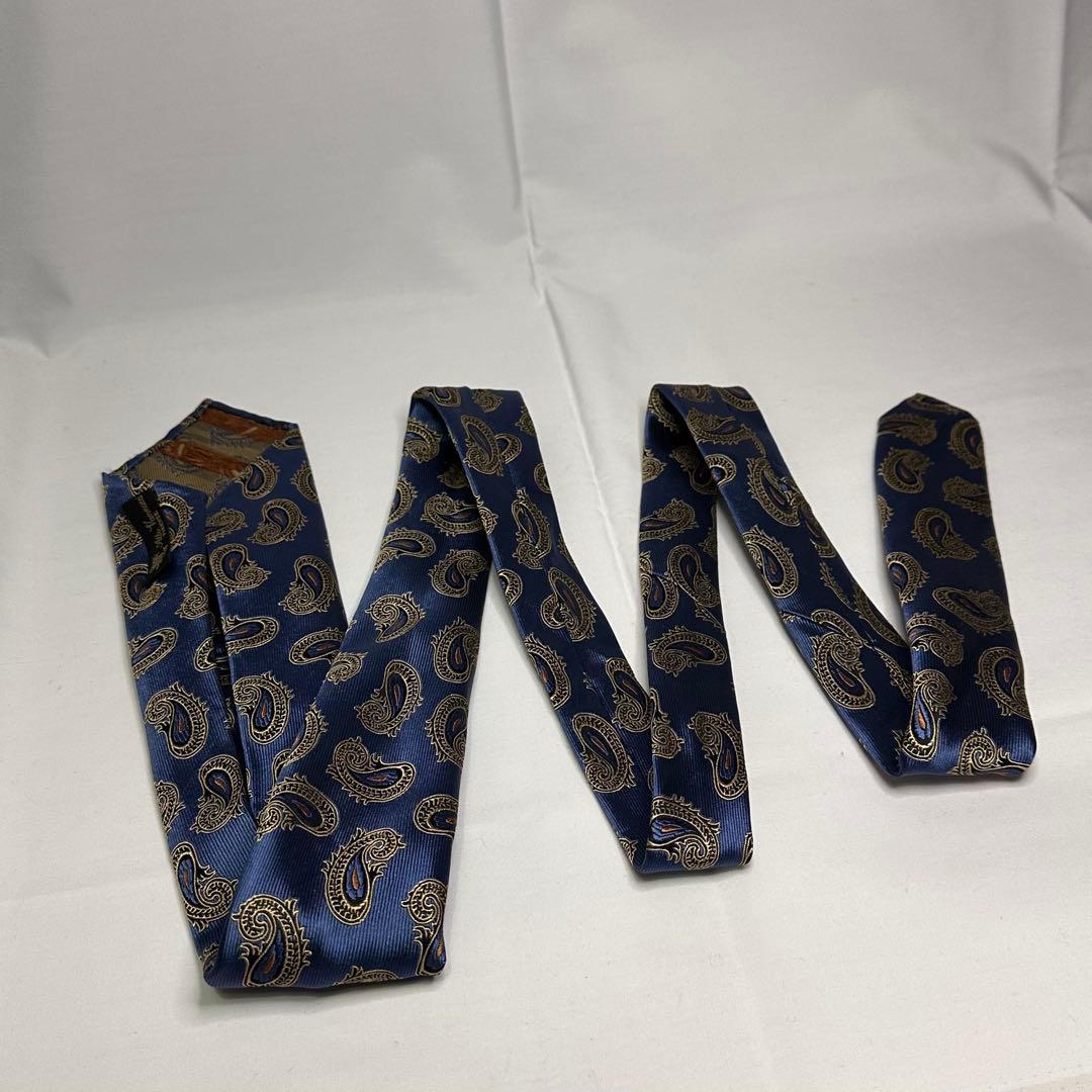 アットバンヌッチ☆ネクタイ☆青系☆ネイビー☆ペイズリー柄☆セッテピエゲ☆707