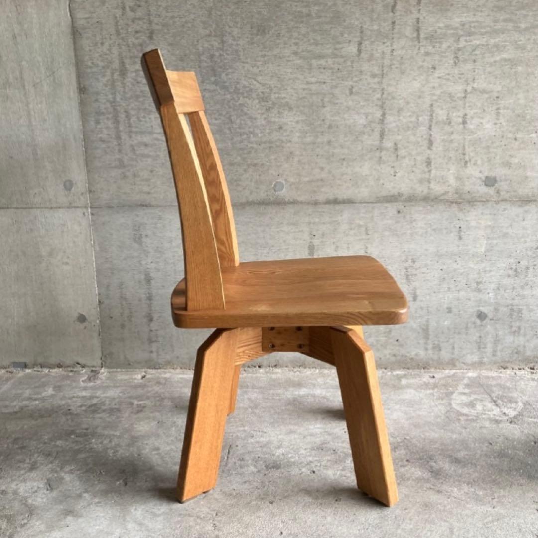 回転椅子 ダイニングチェア リビング 背もたれ 木製 タモ材 家具 レトロ