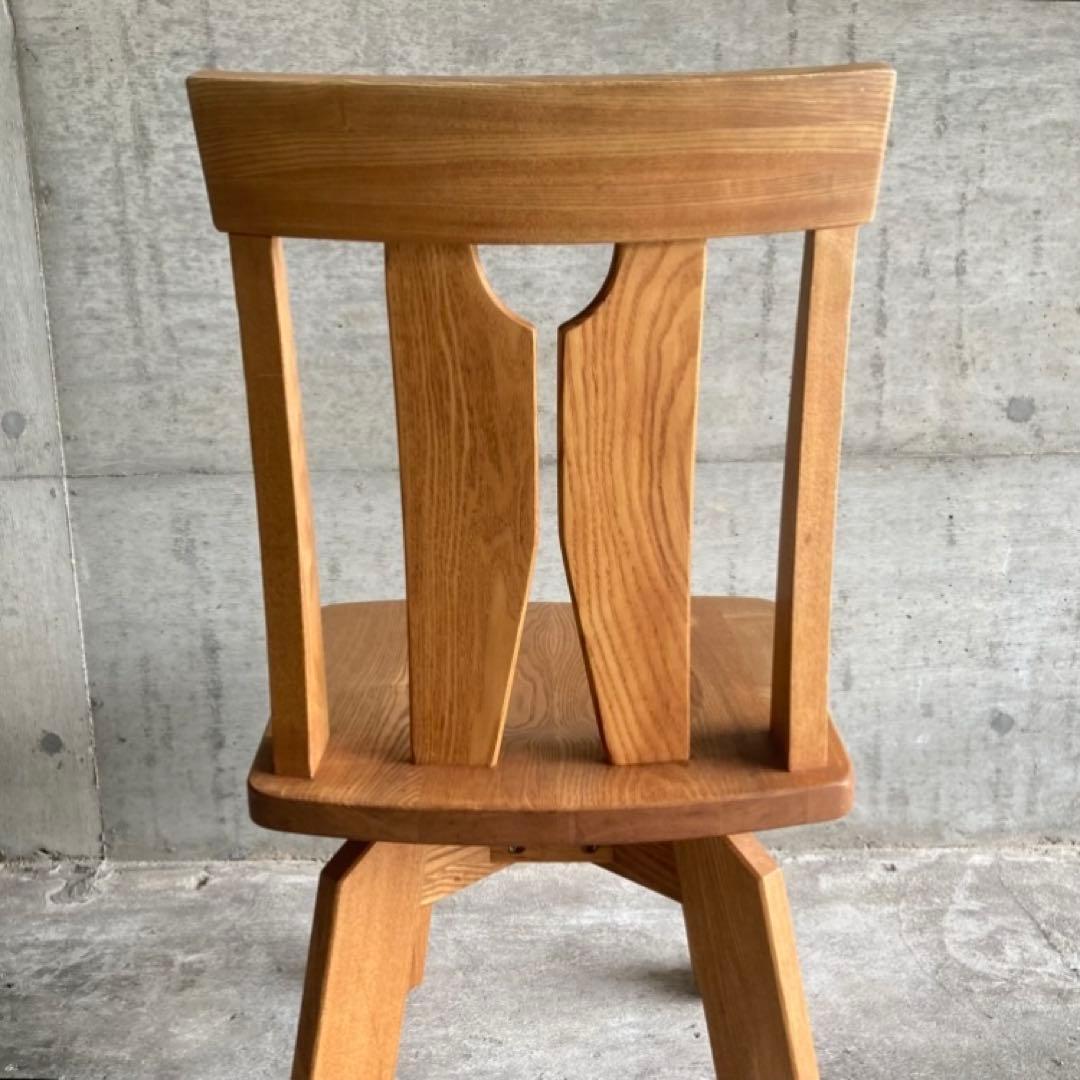 回転椅子 ダイニングチェア リビング 背もたれ 木製 タモ材 家具 レトロ