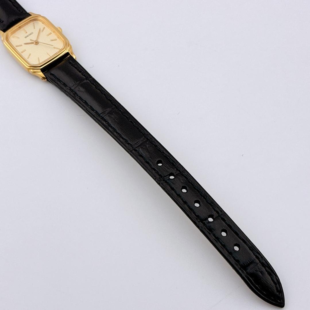 【美品/電池交換済】SEIKO　腕時計　新品ベルト　クォーツ　ゴールド　ブラック