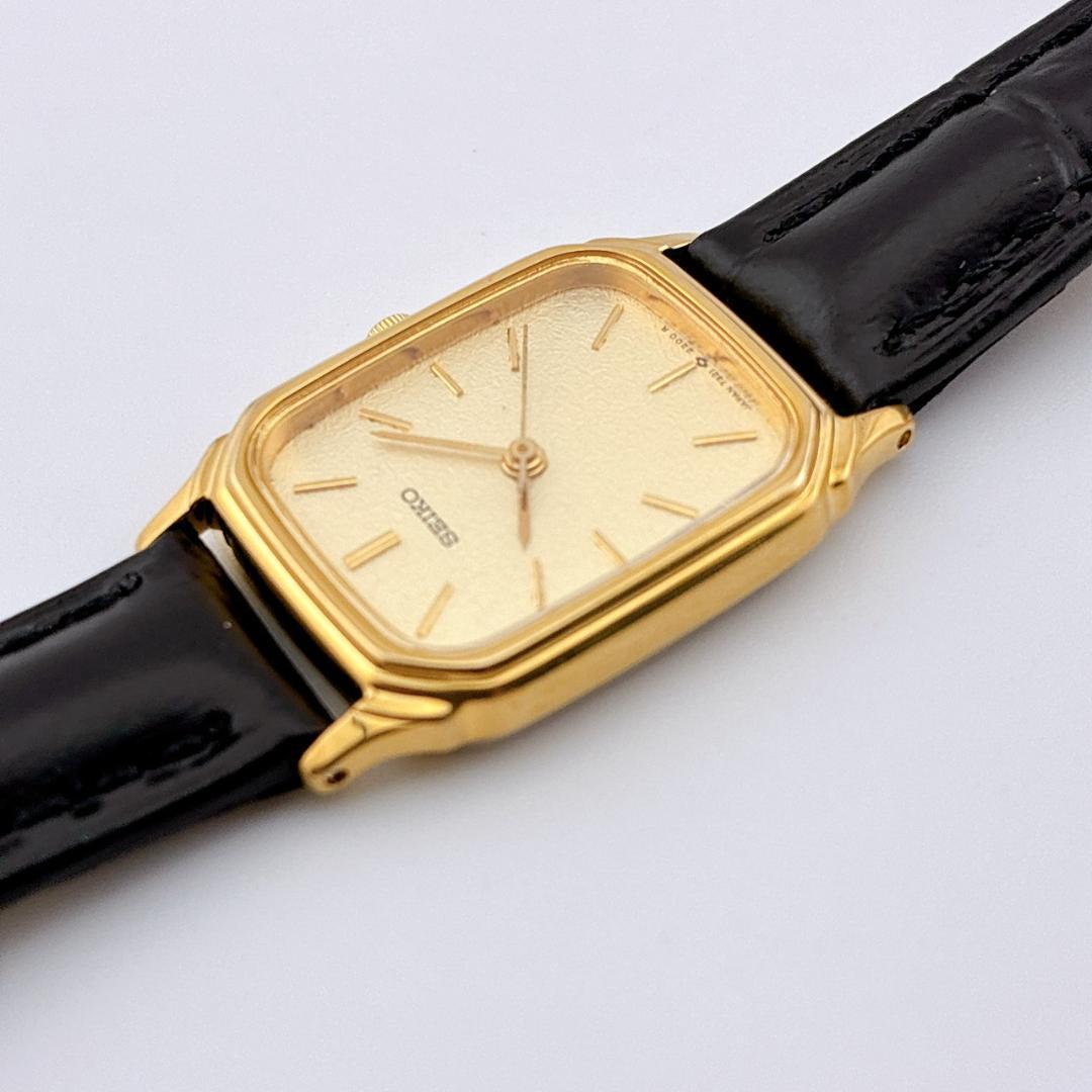 【美品/電池交換済】SEIKO　腕時計　新品ベルト　クォーツ　ゴールド　ブラック