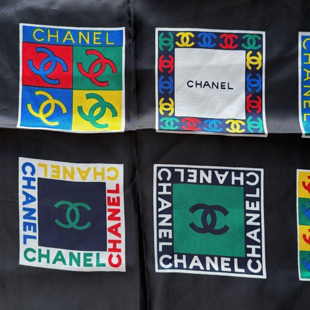 CHANEL シャネル　シルク　スカーフ　総柄　ココマーク　カラフル 希少 レア