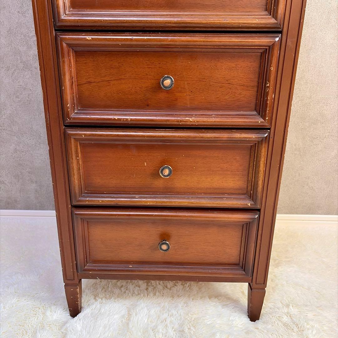 アンティーク調 5段チェスト 天然木 収納棚 コンソール クラシック レトロ