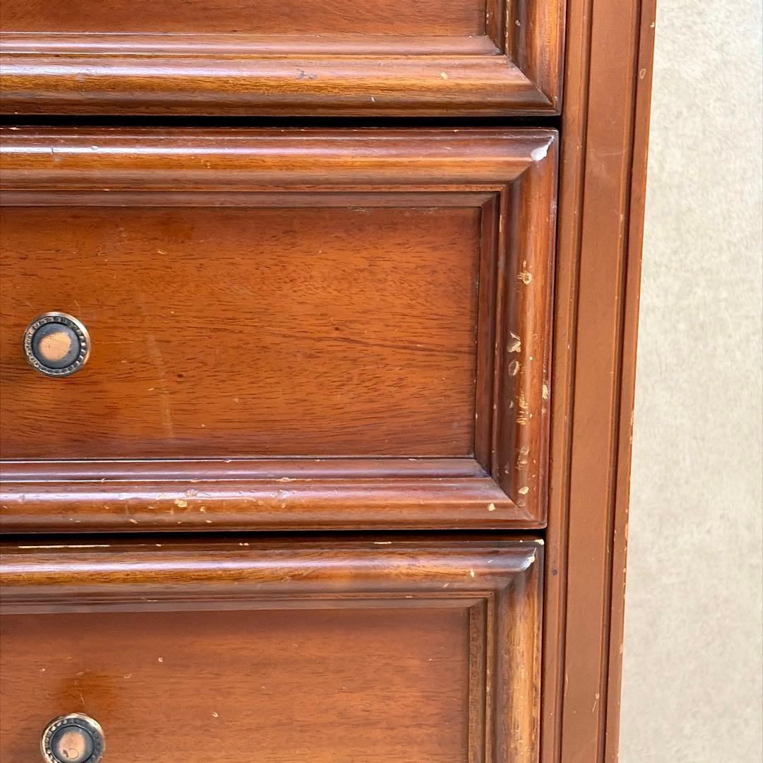 アンティーク調 5段チェスト 天然木 収納棚 コンソール クラシック レトロ