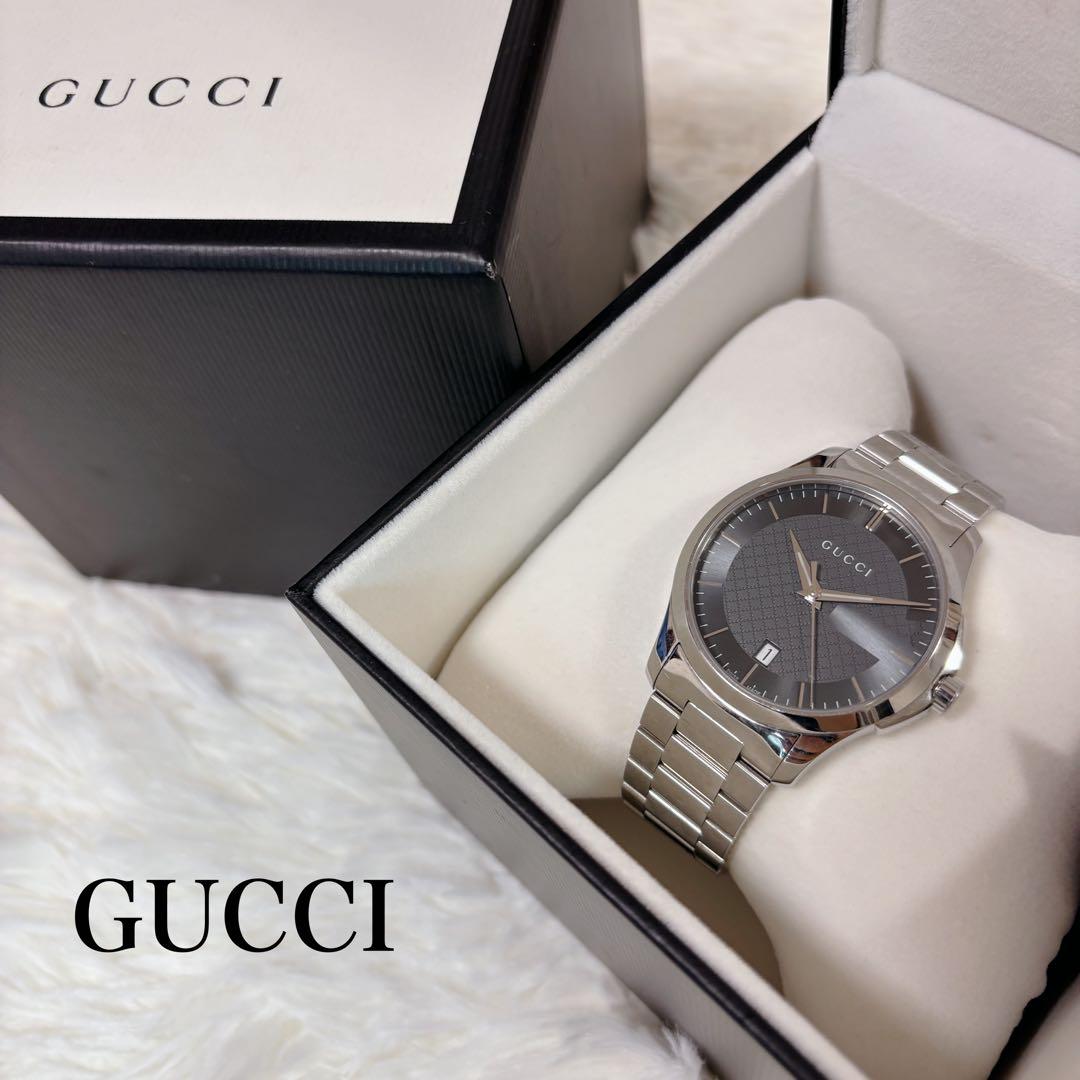 美品箱付 GUCCI Gタイムレス 126.4 デイト クォーツ メンズ 腕時計