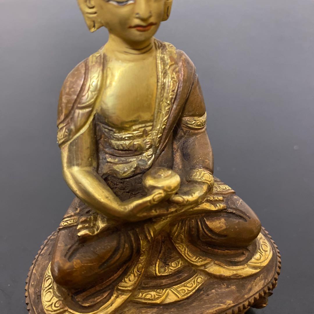 仏教美術 古銅鍍金 チベット仏 薬師如来像 仏像