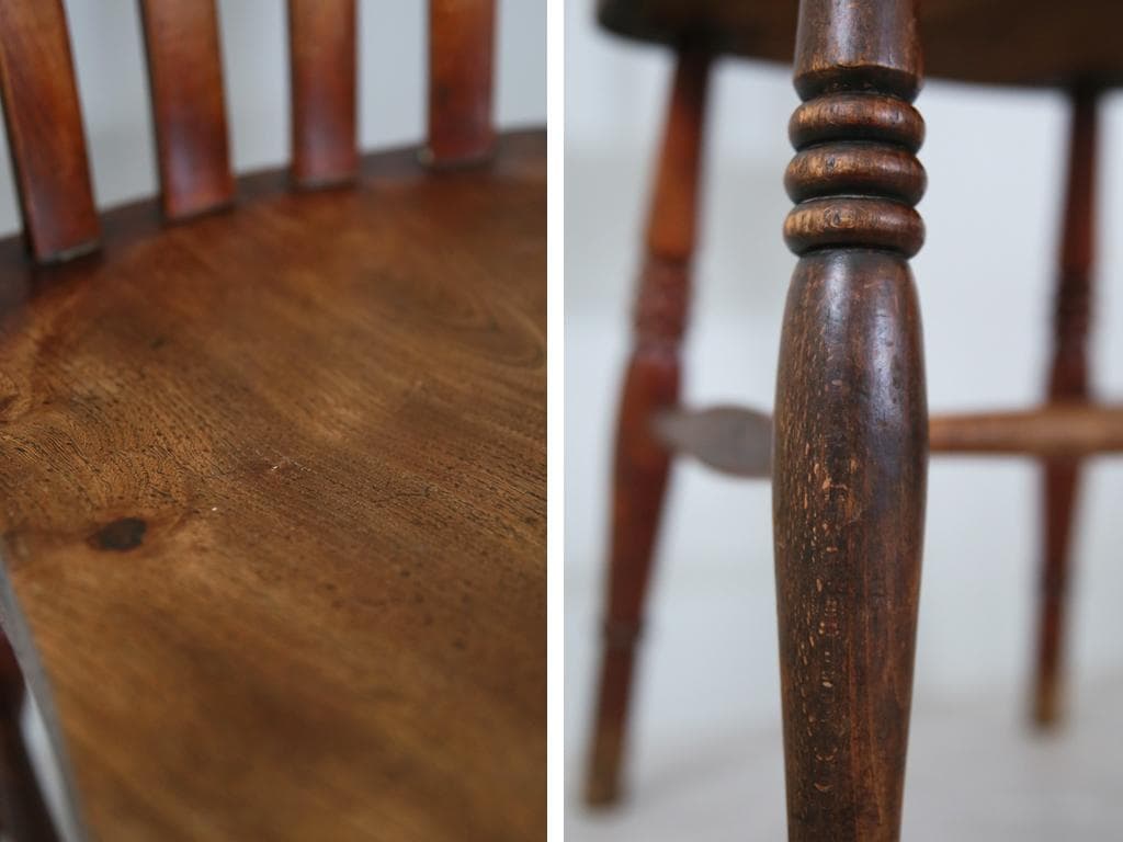 英国アンティーク木製キッチンチェア/ダイニングイス椅子/飾り棚(89-227-1