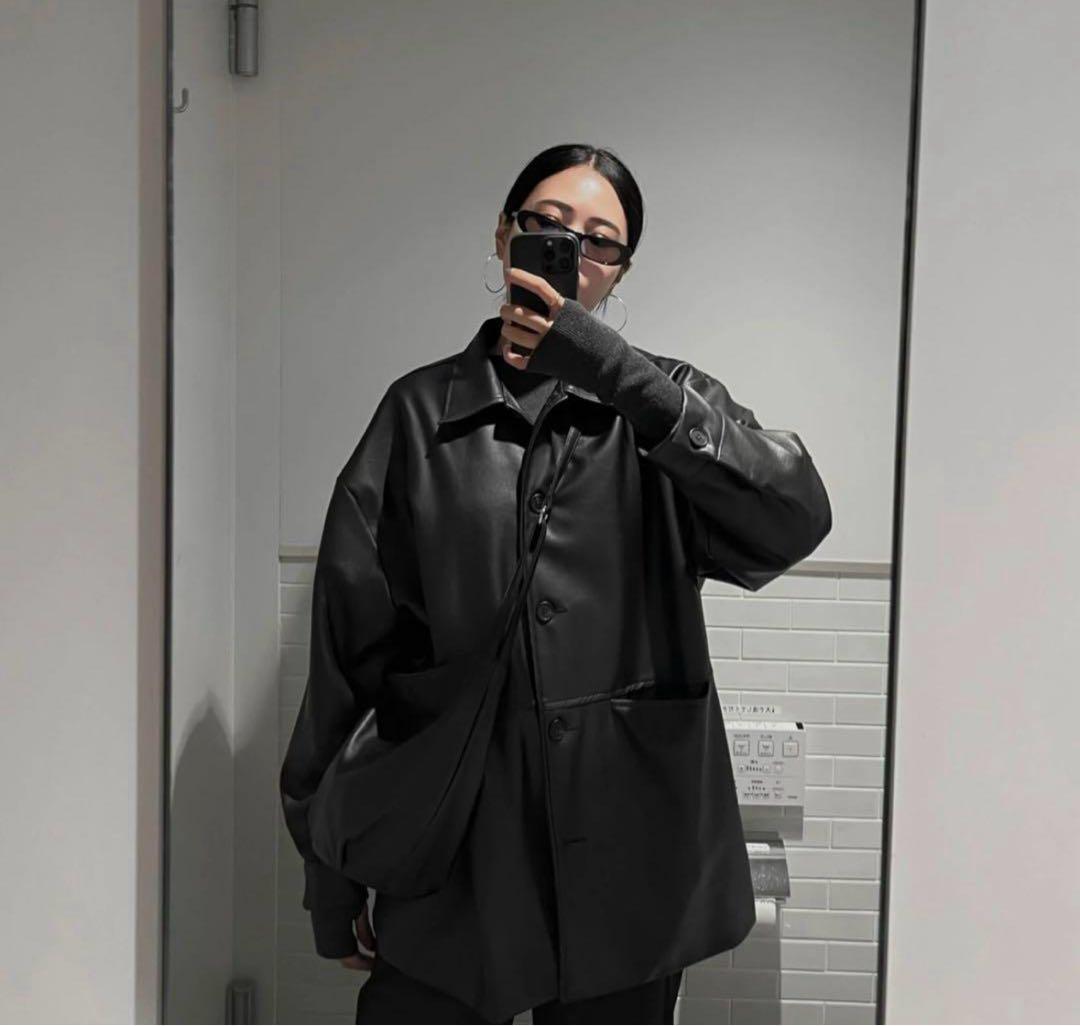 irury fake leather jacket black レザージャケット