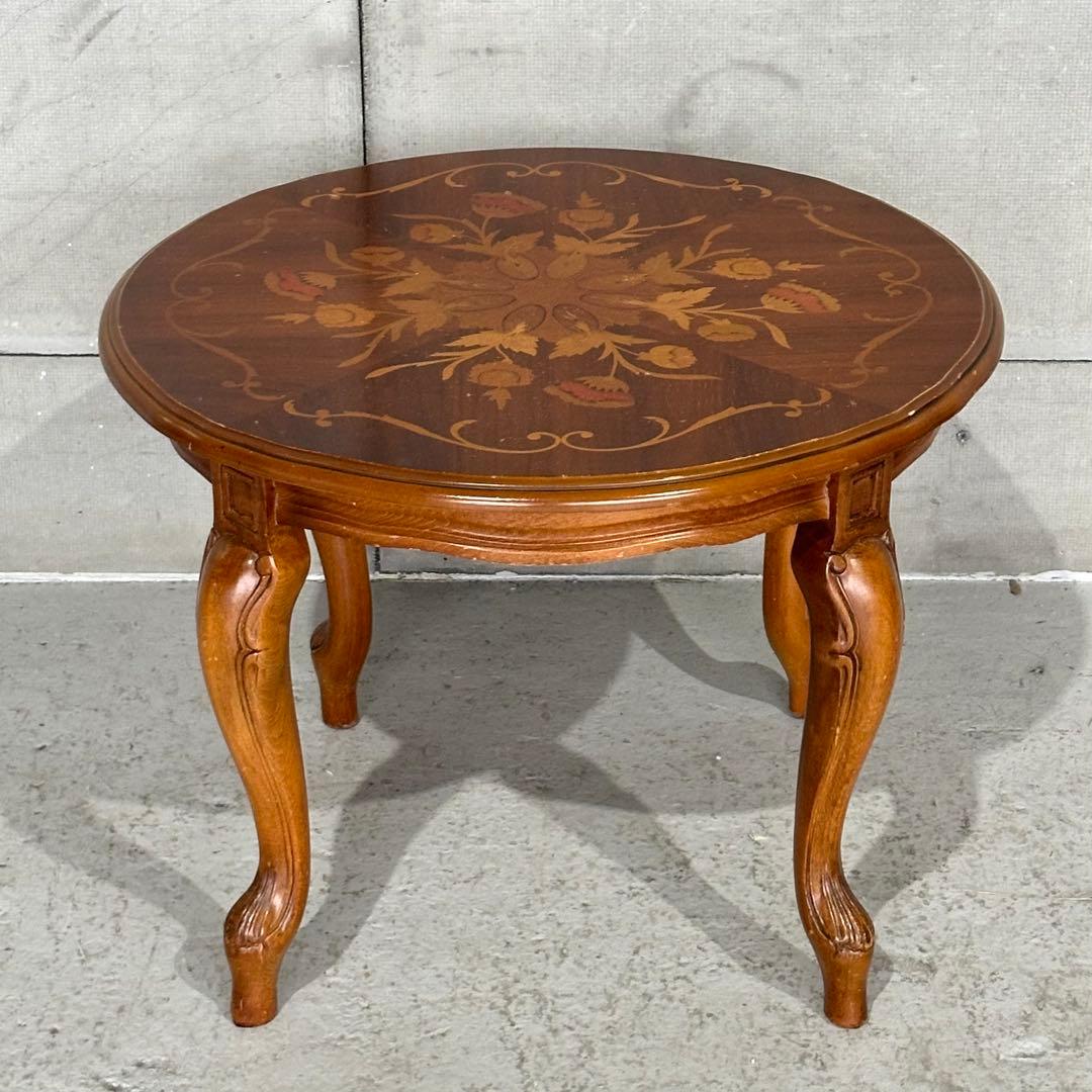 ✦90s✦ 象嵌 ラウンドテーブル 60cm 猫脚 ヨーロピアン クラシック