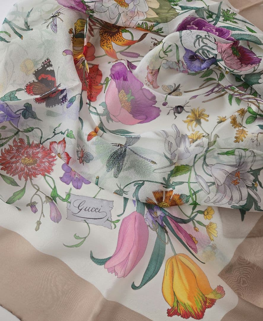 未使用　ヴィンテージ　GUCCI　グッチ　アッコルネロ　フローラ　スカーフ