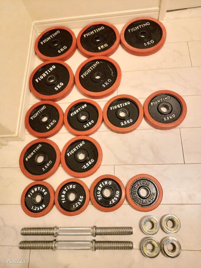 ファイティングロード ダンベル50kg 赤ゴム (シャフトは未開封の未使用品）