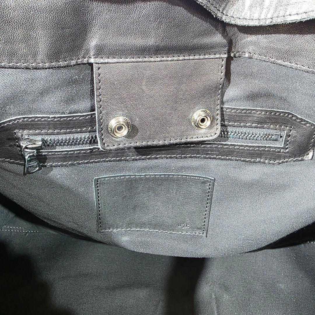 wjk レザー 大容量 軽量 トートバッグ 黒 ブラック