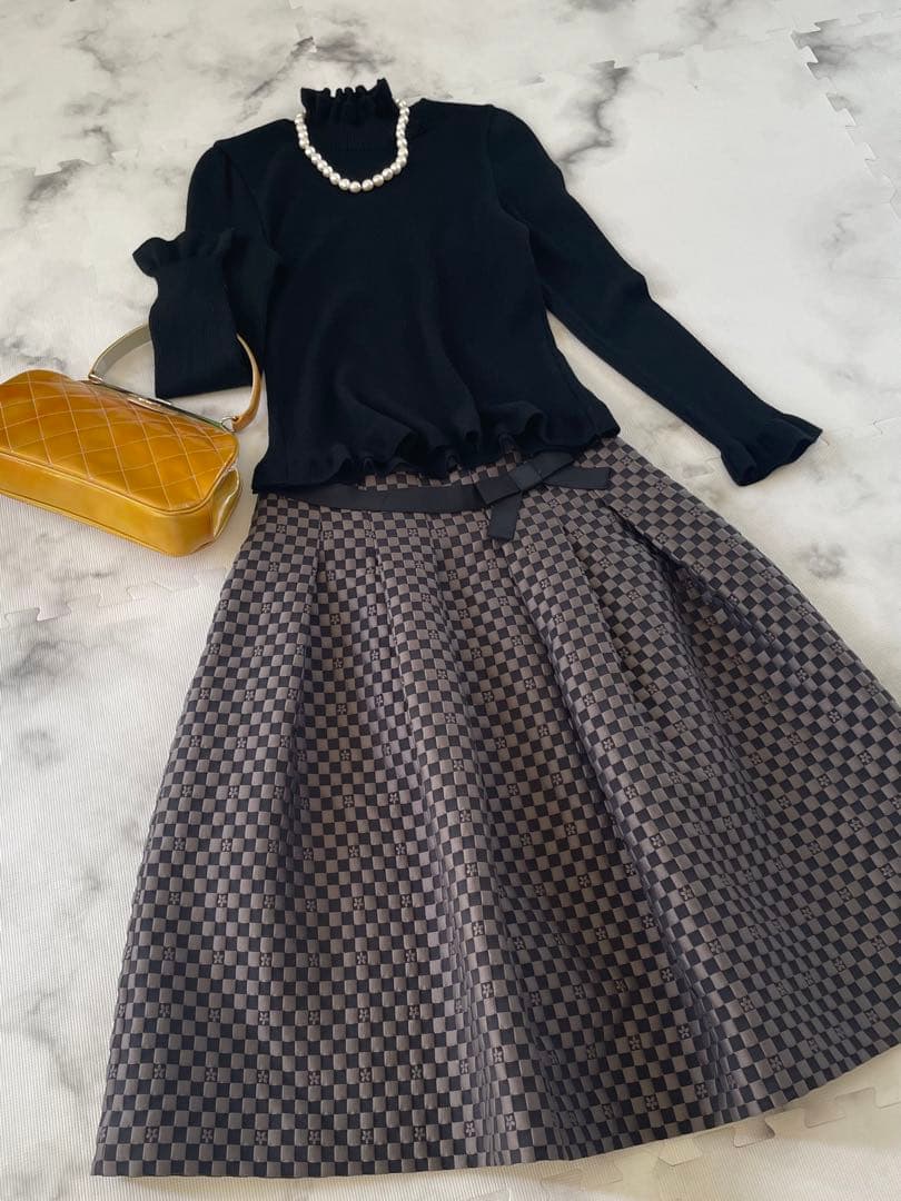 【エムズグレイシー】モノグラムジャガードスカート　日本製　40