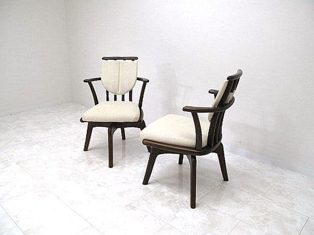 【展示品】イバタインテリア 回転式ダイニングチェア 2脚セット　　オーク材