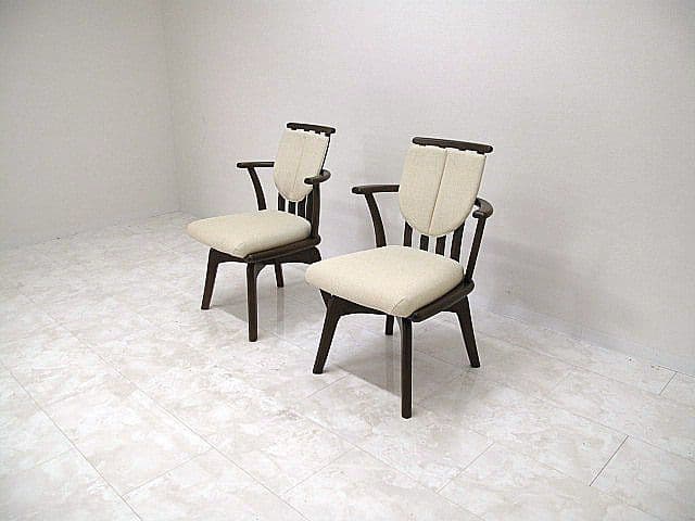 【展示品】イバタインテリア 回転式ダイニングチェア 2脚セット　　オーク材