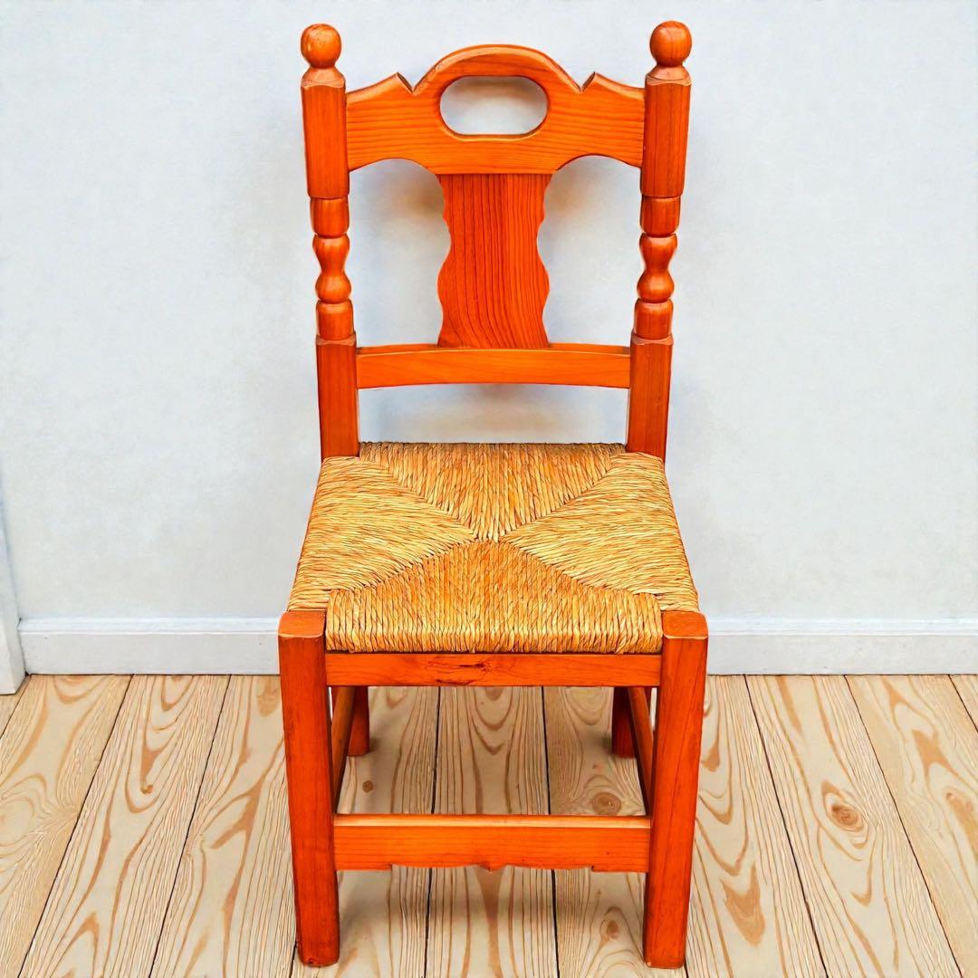 美品✨2脚セット❣️木製 カントリーチェア ラッシュシート ダイニングチェア