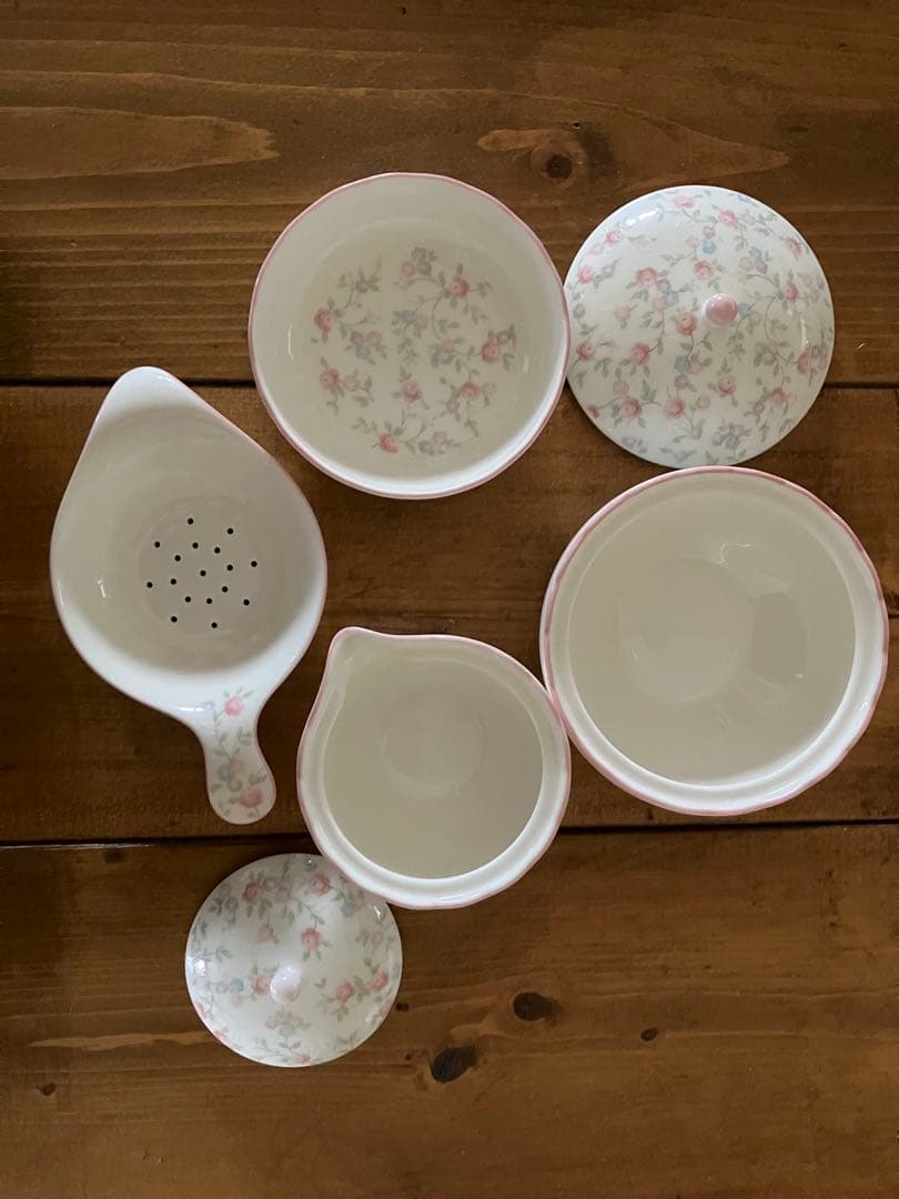 ノリタケキューティーローズシュガーポットクリーマーティーストレーナー受 け皿