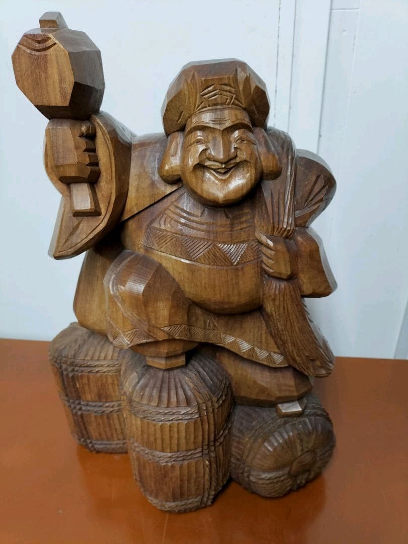 大黒様一刀彫　特大　銘有り