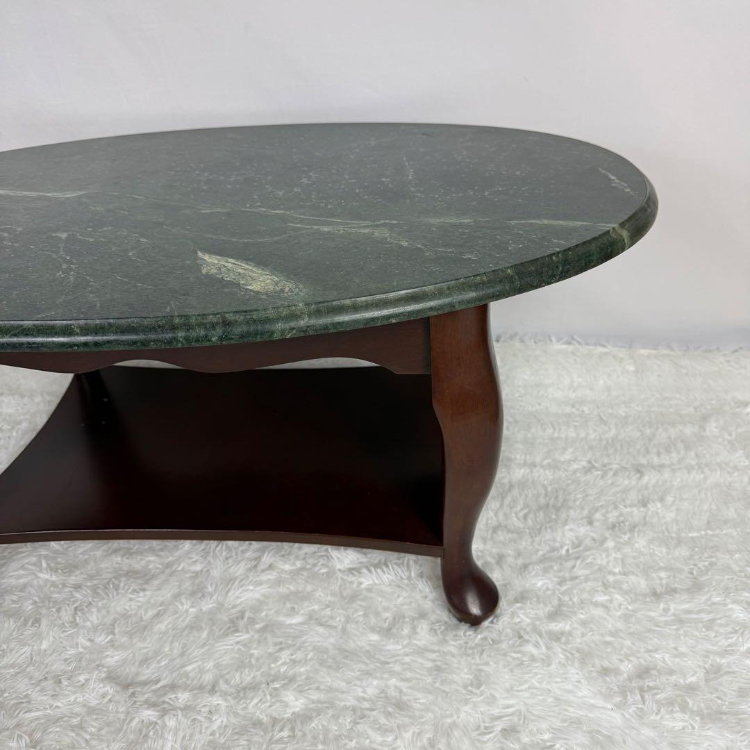 天然大理石 楕円形テーブル　ティノスグリーン センターテーブル