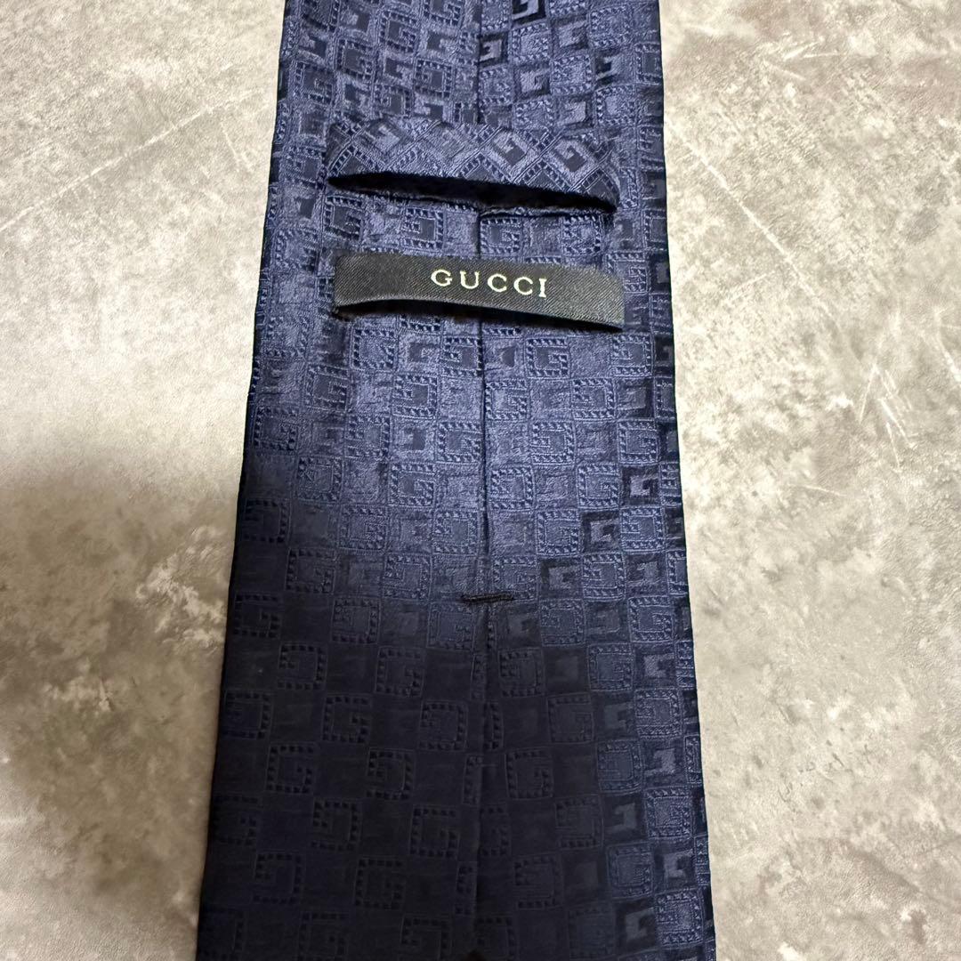 未使用級 GUCCI グッチ ネクタイ G柄 ネイビー ハイブランド シルク