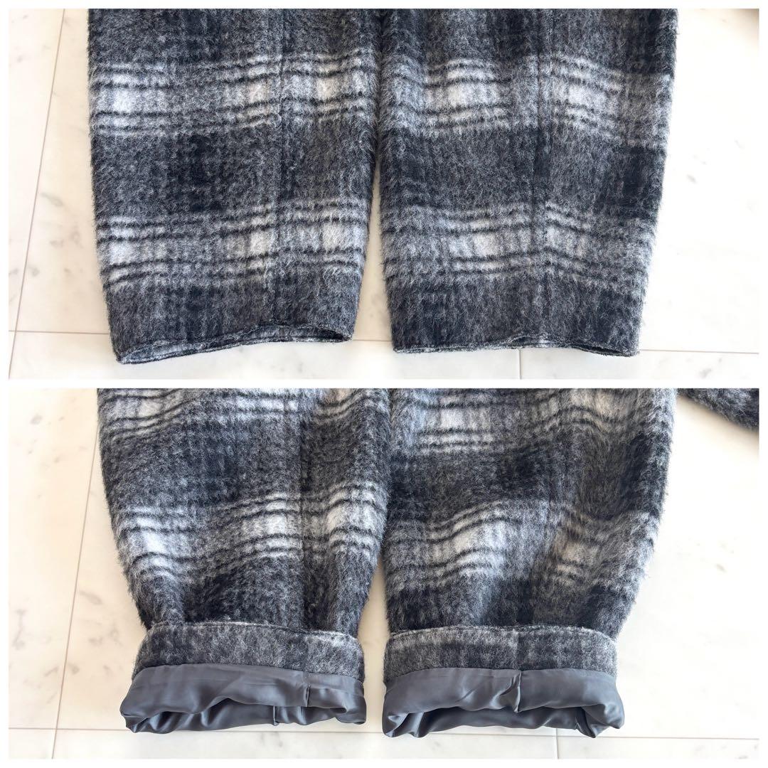 【美品】NBB シャギー チェスターコート ロング ゆったり チェック柄 M