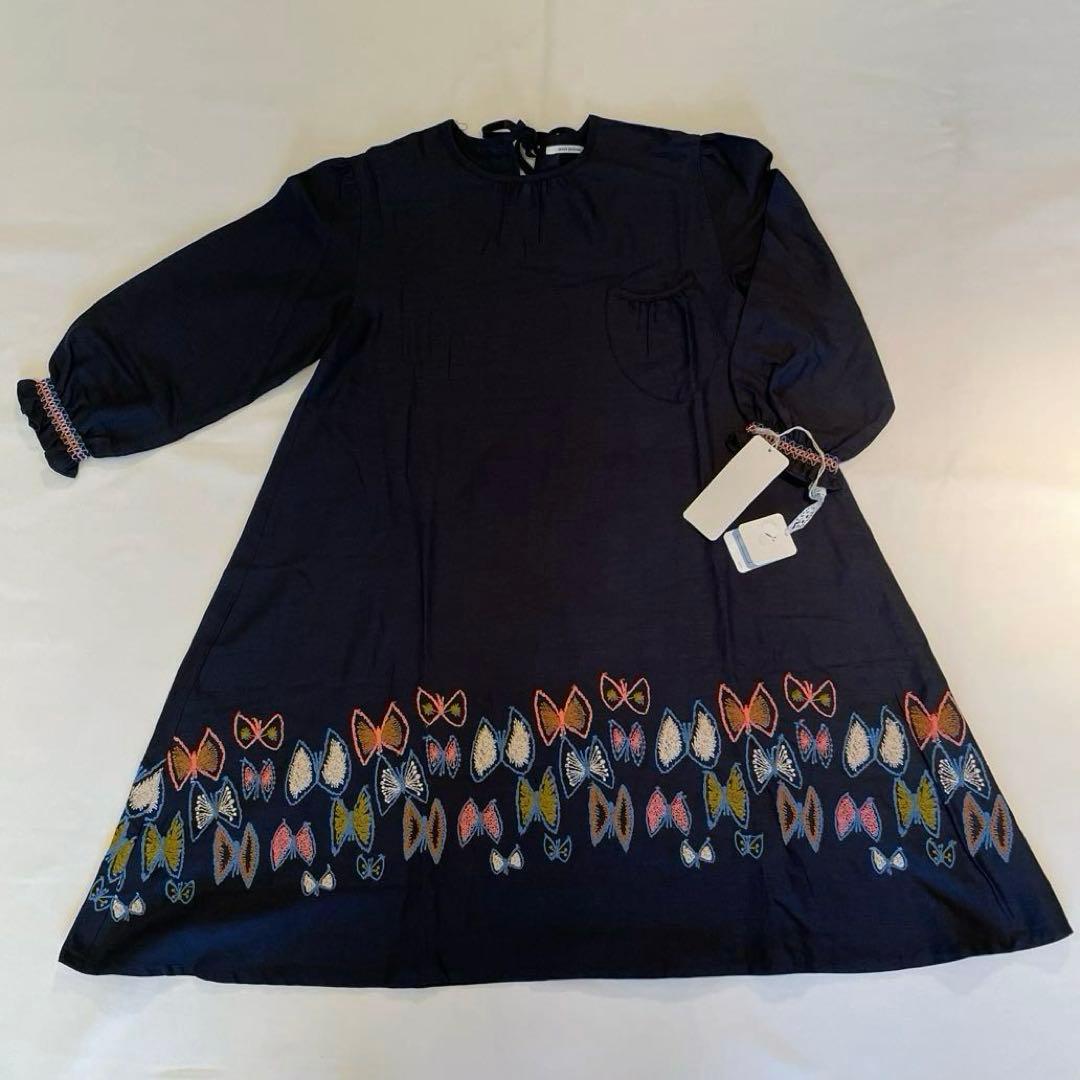 新品ミナペルホネン Sky flower ネイビー ドレス140㎝ ワンピース