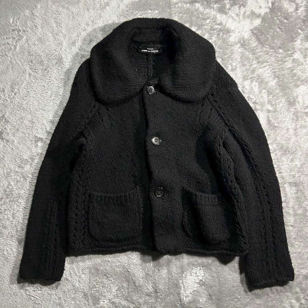 AD2006 06AW ウールニット丸襟ジャケット カーディガン 黒