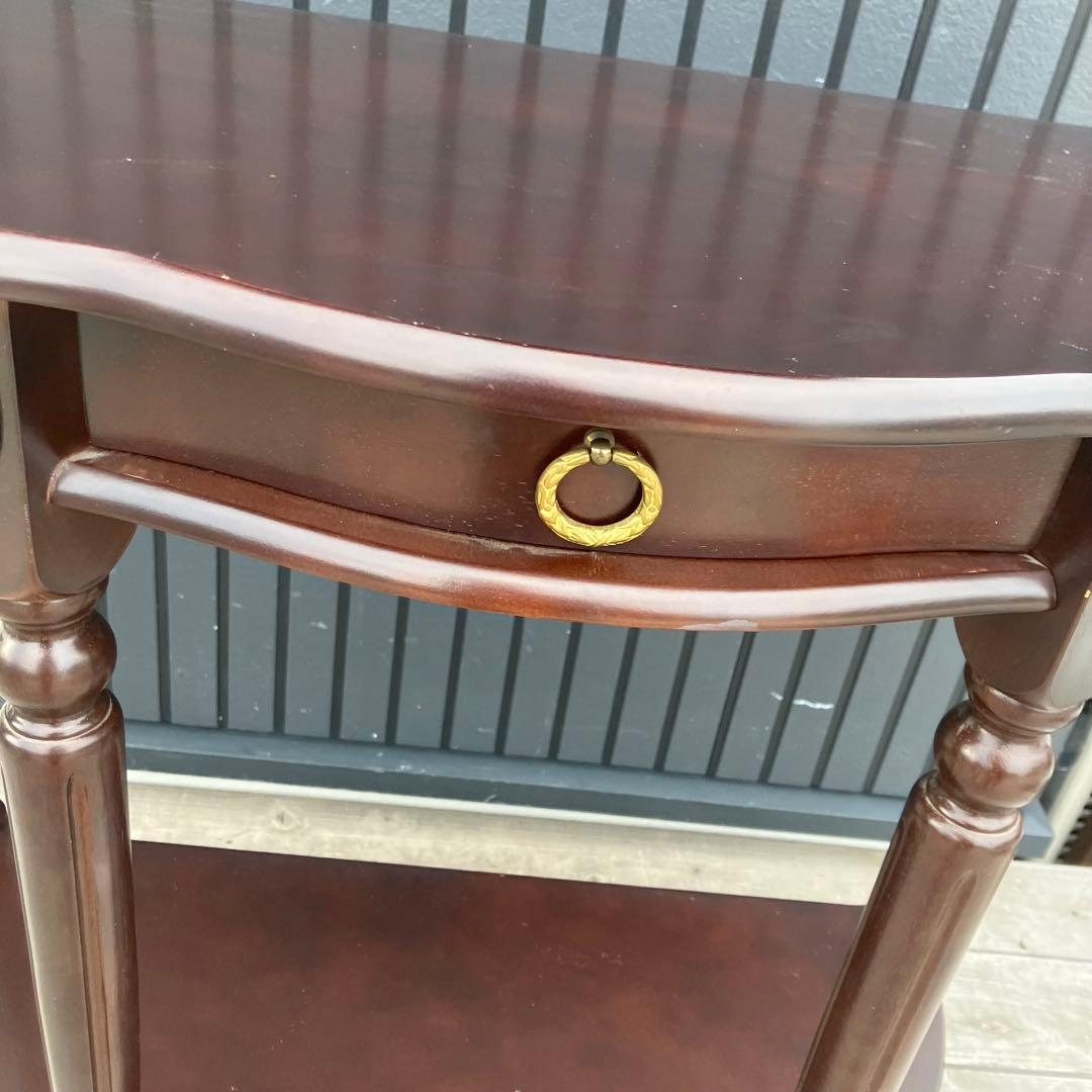 北欧レトロ アンティーク 半月型 木製コンソールテーブル サイドテーブル 古家具